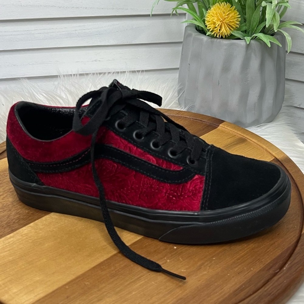 Vans Old Skool Velvet Parisian Night Sneaker Velvet Pack Cerise Red/Black 5.5 - Picture 11 of 11